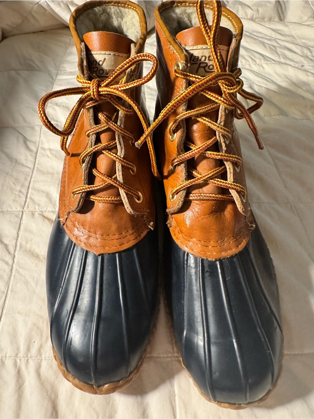 Vintage Land Rover Leather Duck Boots Size 9 Fleece Lined - Picture 3 of 13